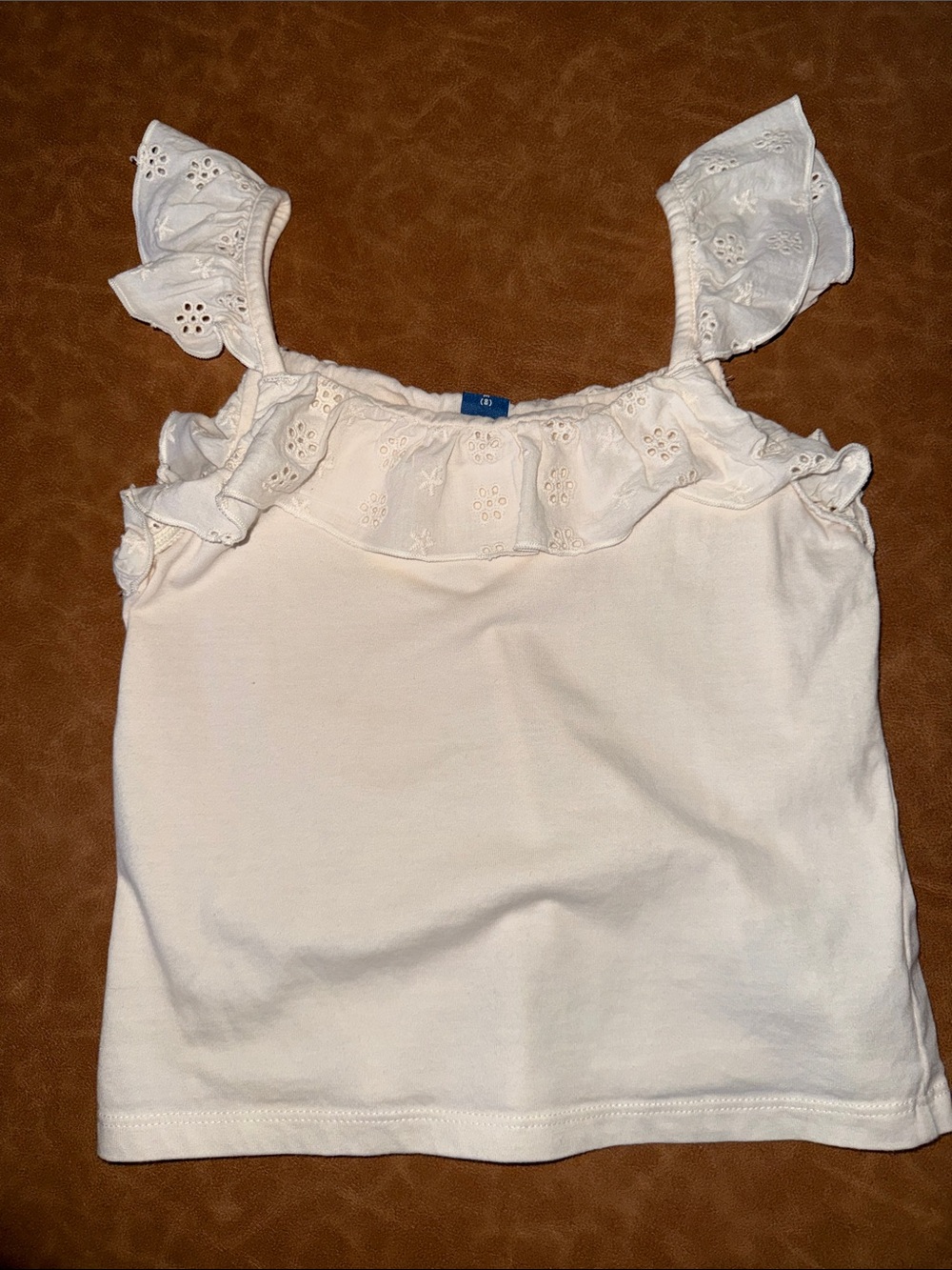Old Navy Girls Medium 8 Creme Eyelet Ruffle Tank Top